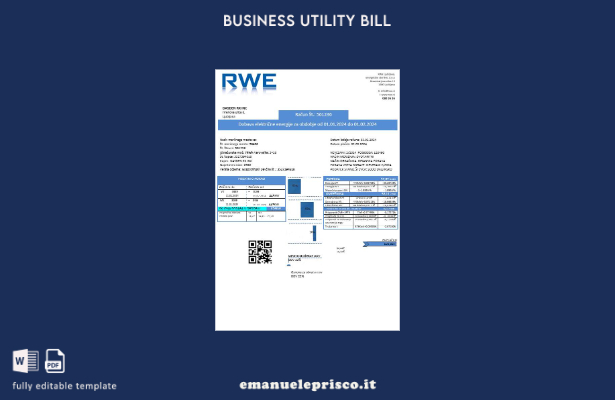 stile verificato Modello di bolletta delle utenze aziendali di Slovenia RWE per 